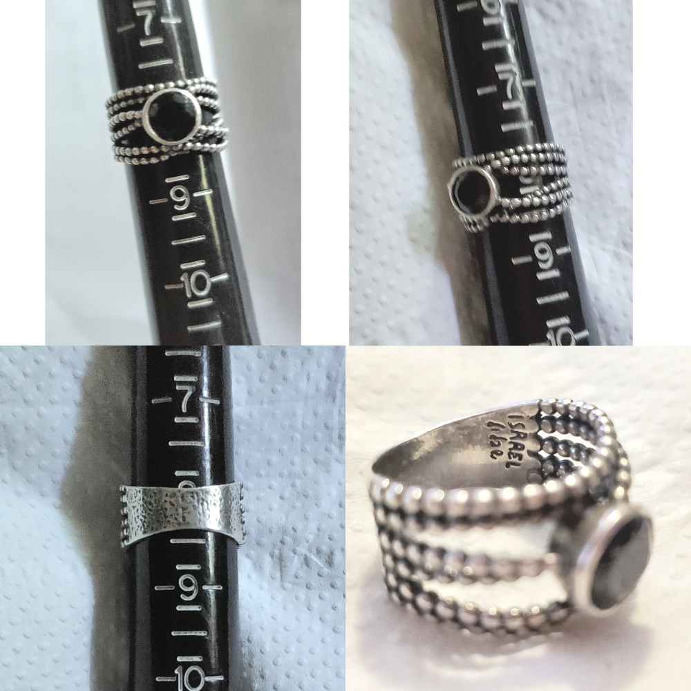 Vtg Didae Shablool Israel Onyx Sterling Silver Wide Band Ring Sz 8  HTF - Picture 12 of 13